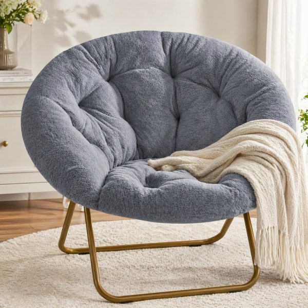 Faux fur saucer moon chair